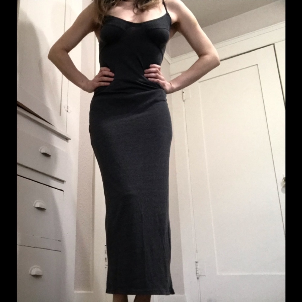 Raquel Allegra basic maxi gray dress coquette girl resort wear minimalist - Picture 2 of 8